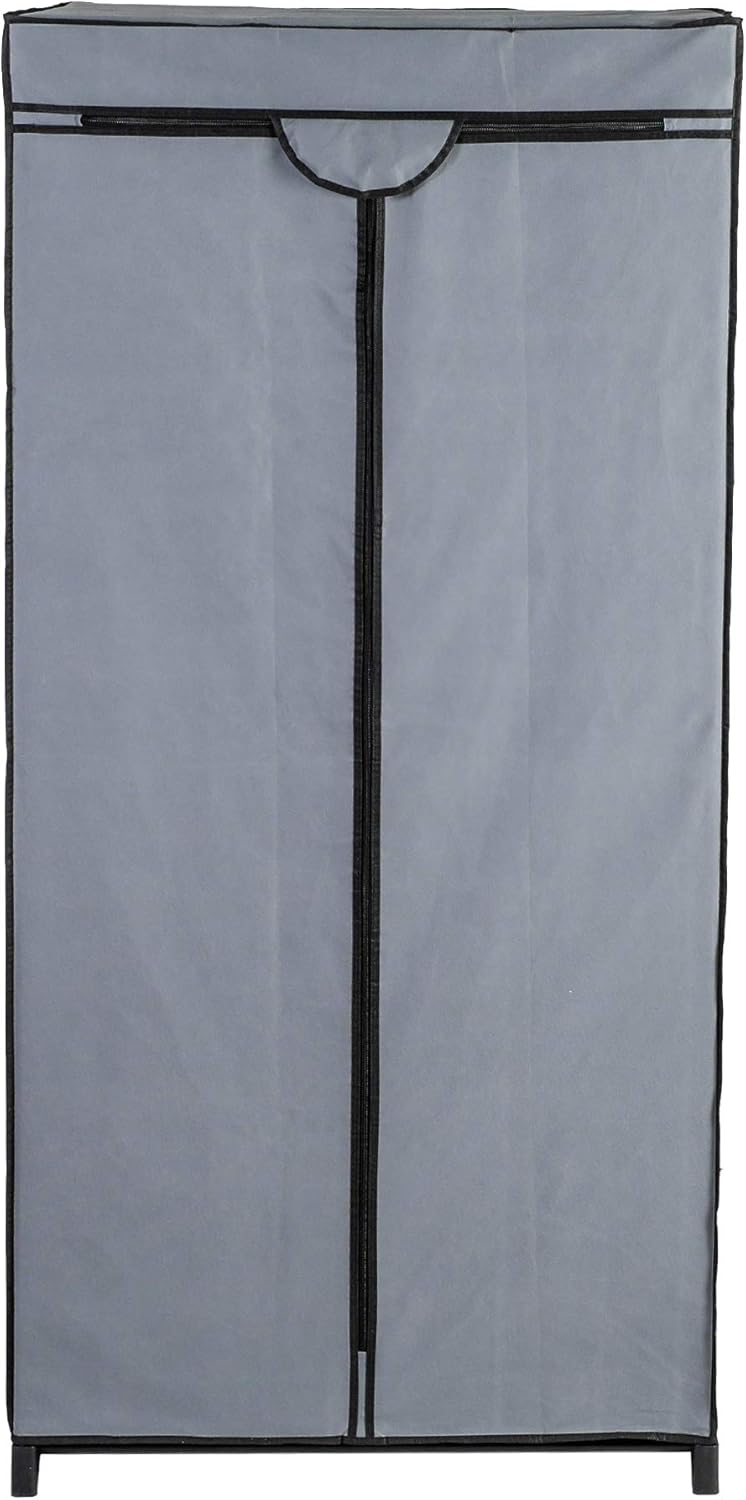 axentia Stoffschrank, ca. 75 x 150 x 50 cm, Grau-schwarz Grau / Schwarz, Grau / Schwarz