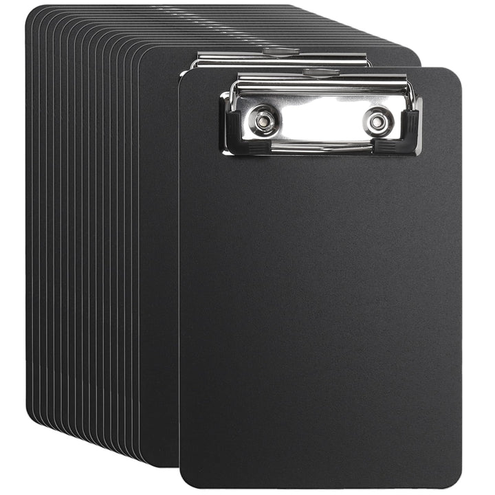 18 Stück Schwarz Klemmbrett A6, 10 x 15 cm Kunststoff Schreibplatte mit Metallklemme, Klemmbretter m