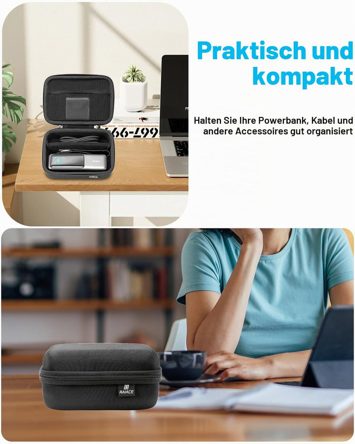 RAIACE Hartschalenetui für Reisen, kompatibel mit der Anker 25.000 mAh Powerbank, mit Netzfach für L