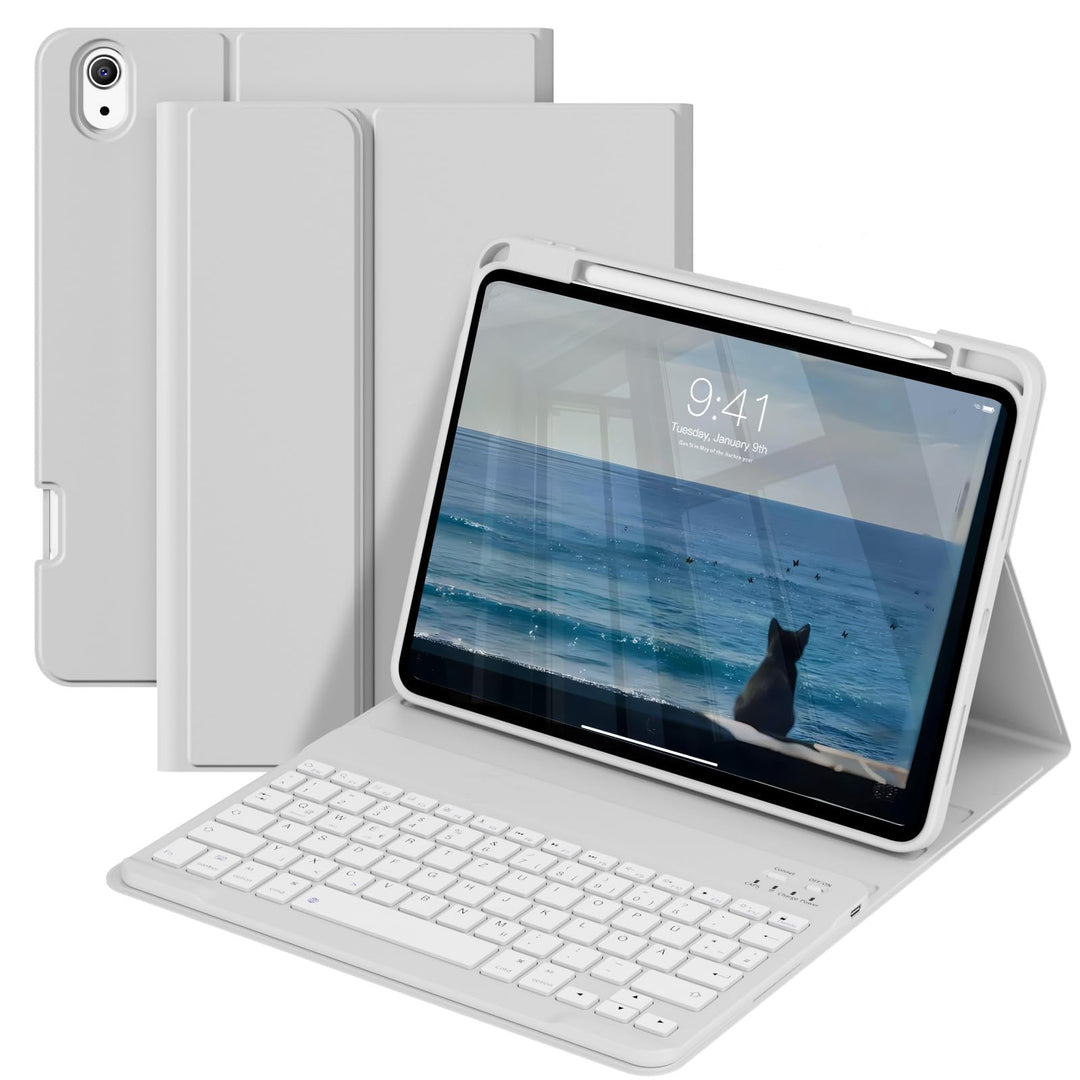 für iPad 11/10. Generation Hülle mit Tastatur, Magnetische Kabellose Abnehmbare Tastatur, Dünn und l