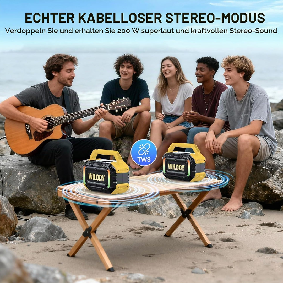 Wilody 100W Tragbare Bluetooth-Lautsprecher-Box,Bluetooth Lautsprecher mit Licht,Musikbox Bluetooth&