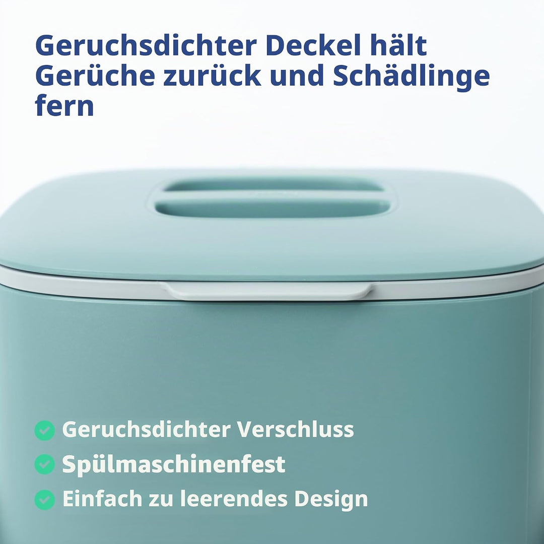 BLUE GINKGO Biomülleimer Küche – Kompostbehälter Küche mit Deckel, Griffen | Spülmaschinenfest | Her