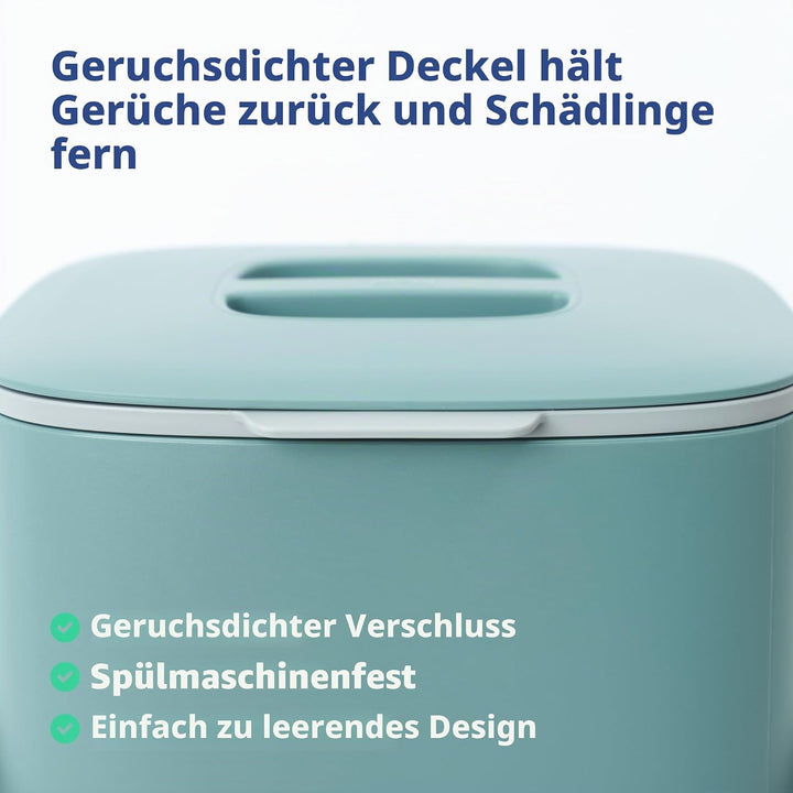 BLUE GINKGO Biomülleimer Küche – Kompostbehälter Küche mit Deckel, Griffen | Spülmaschinenfest | Her