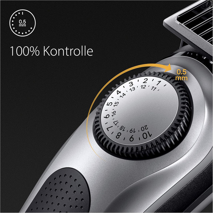Braun Barttrimmer, Trimmer/Haarschneider Herren, Haarschneidemaschine Profi, 40 Einstellungen, Lades