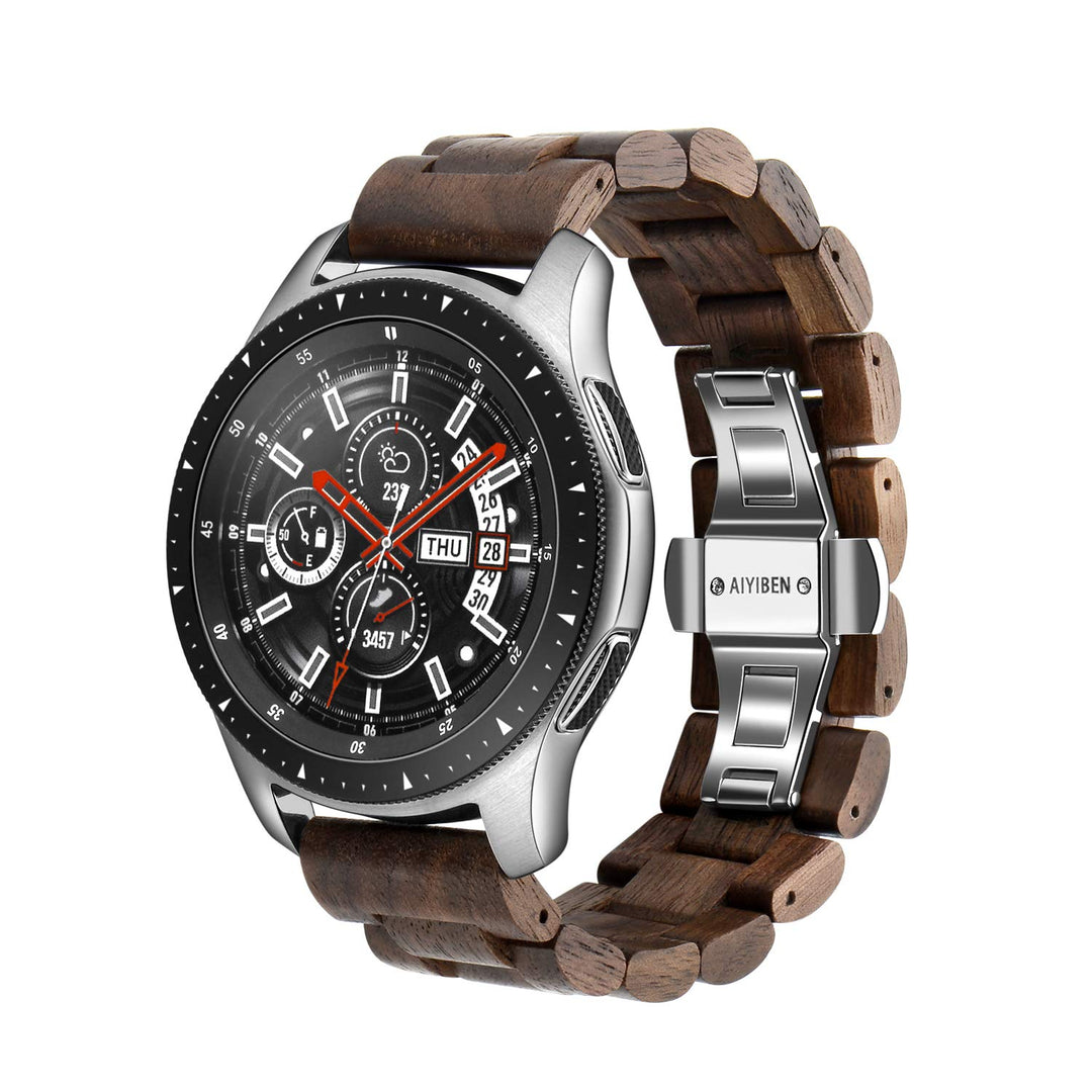Holz-Uhrenarmband 22 mm für Samsung Galaxy, 46 mm Holz-Edelstahl-Uhrenarmband, Schnellverschluss-Arm