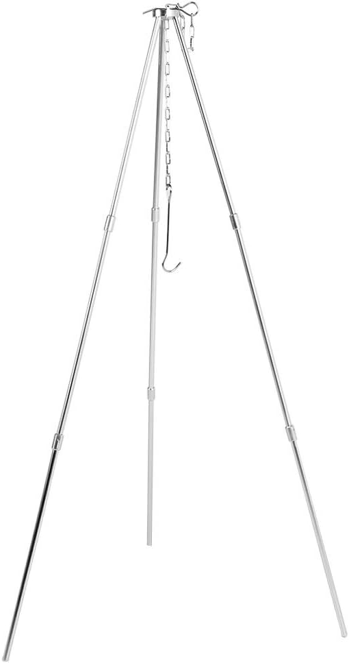 Dioche Grill Dreibein, Tragbares Outdoor-Kochstativ mit verstellbarer Aufhängekette zum Aufhängen vo