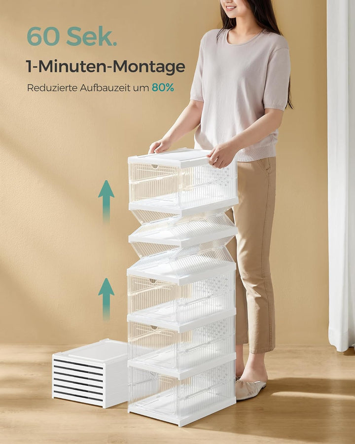 SONGMICS Schuhschrank, mit 6 Schuhboxen, integrierter Schuh-Organizer, faltbar, tragbar, für Schuhe