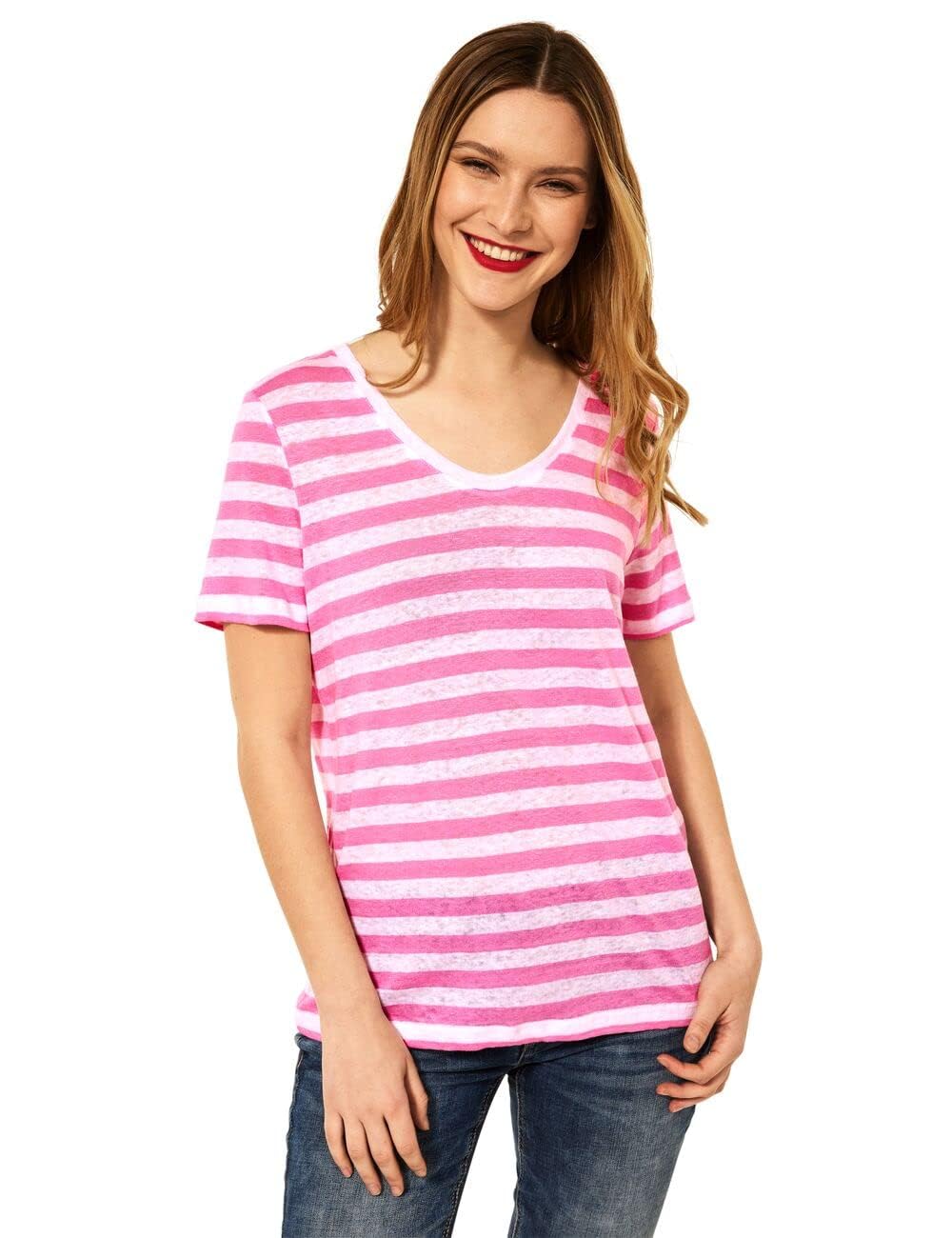 Street One Damen Streifenshirt 38 Cool Pink, 38 Cool Pink