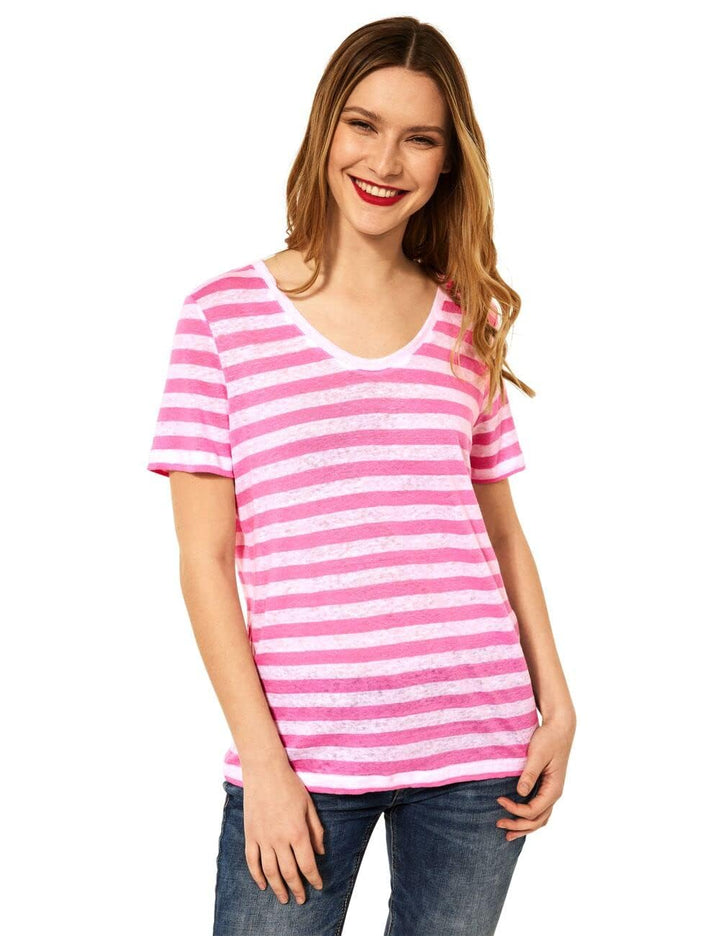 Street One Damen Streifenshirt 38 Cool Pink, 38 Cool Pink