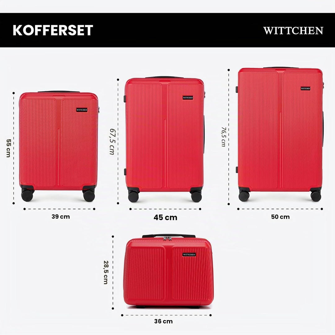 WITTCHEN Stripes Line Kofferset mit Kosmetiktasche Reisekoffer Hartschalenkoffer ABS 4 Doppelrollen