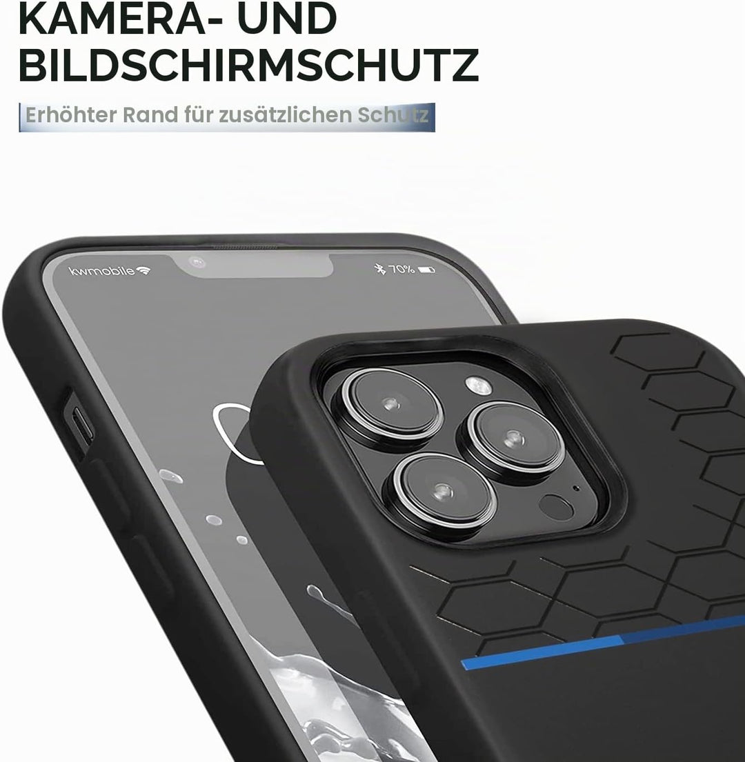 CG MOBILE BMW iPhone 14 Pro Hülle in schwarz mit UV Lack Muster Silikon Glatt &amp; Anti-Kratzer Schutzh