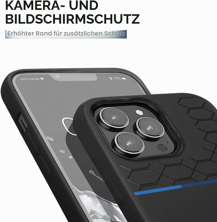 CG MOBILE BMW iPhone 14 Pro Hülle in schwarz mit UV Lack Muster Silikon Glatt &amp; Anti-Kratzer Schutzh
