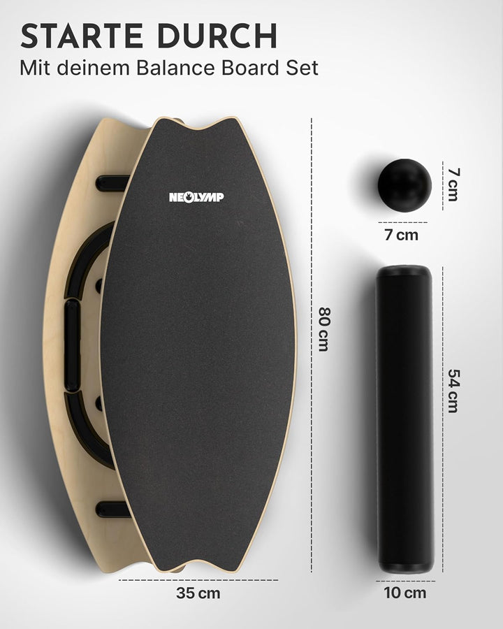 NEOLYMP Balance Board Holz – Gleichgewichtstrainer für Erwachsene & Kinder – rutschfest & bis 210kg