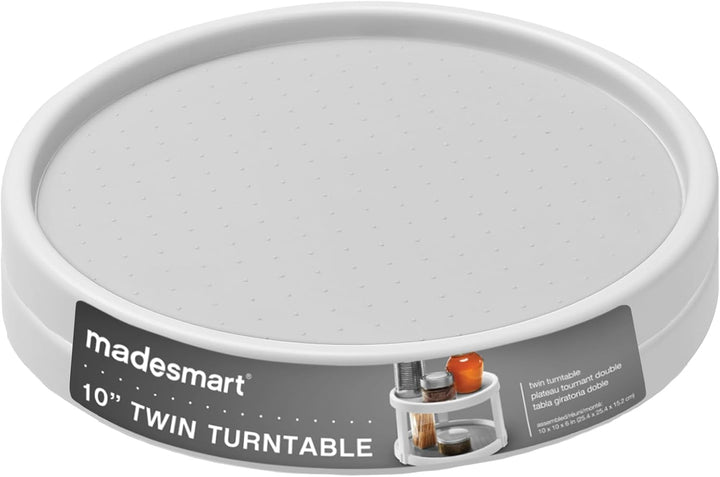 madesmart Drehteller aus Kunststoff mit 2 Ebenen, für Küchenorganisation, Rutschfester Lazy Susan Sc