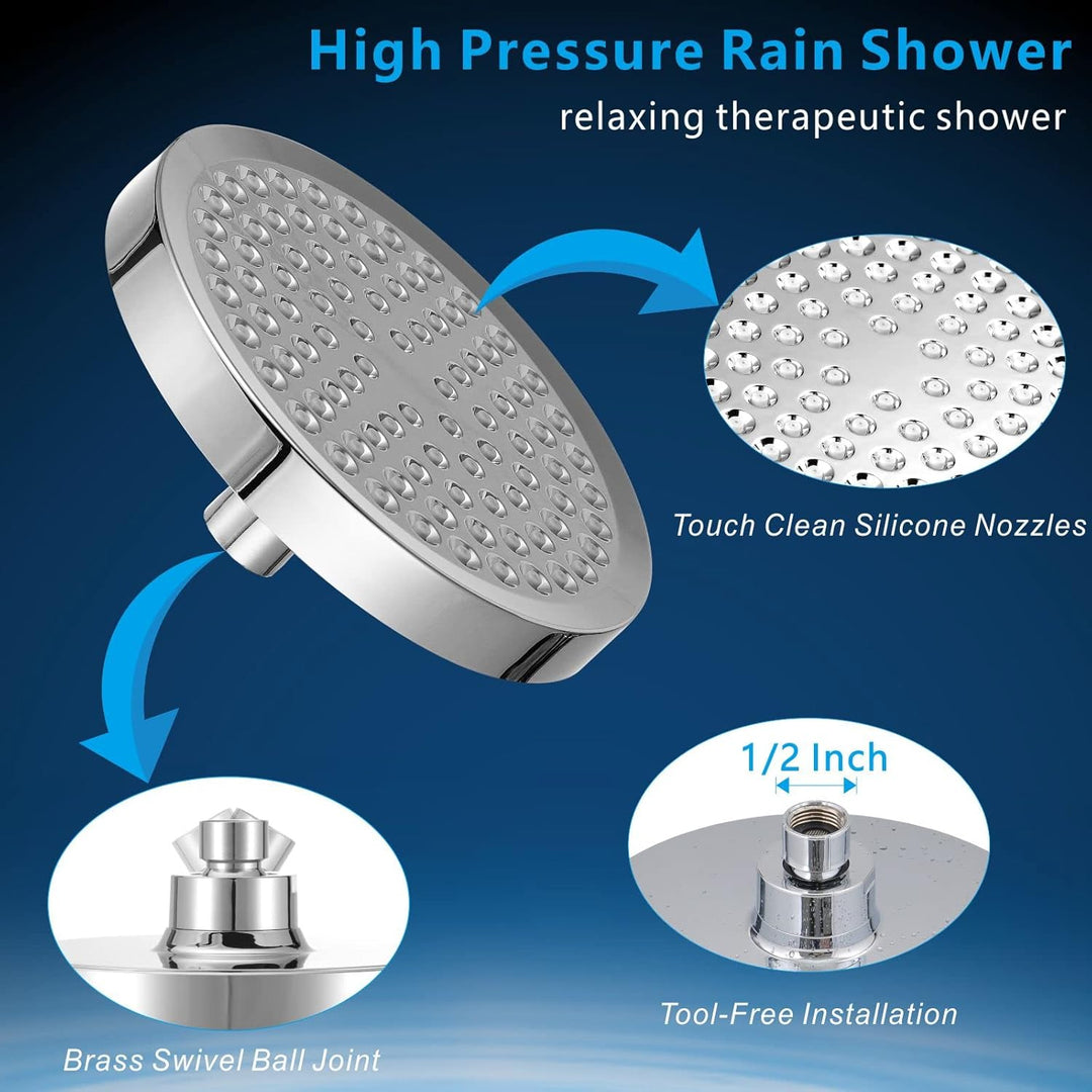 Voolan Hochdruck Regendusche, 15cm Fester Regenduschkopf, Luxuriöser Brausekopf mit Chrom-Finish, Ei