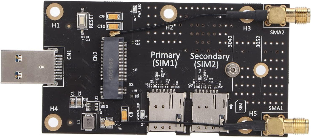 ASHATA NGFF M.2 auf USB3.0 Adapter,Dual-SIM-Kartensteckplatz LTE-Modem mit Antennenschrauben und Sch