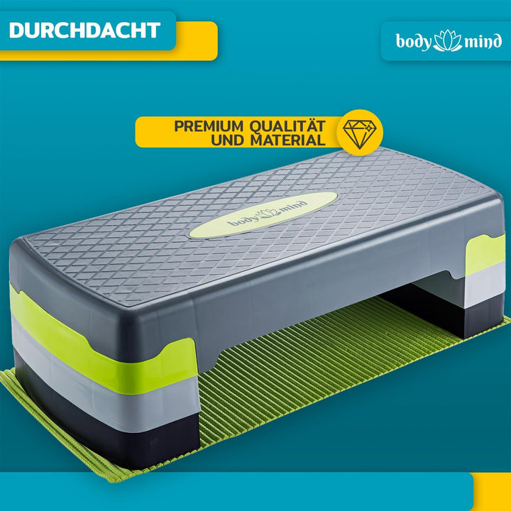 Body & Mind® Aerobic Steppbrett Stepper Step-Bench mit gratis Anti-Rutsch-Matte & exklusiven Trainin