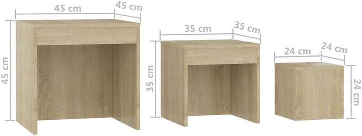 vidaXL Satztische 3-TLG. Couchtisch Beistelltisch Wohnzimmertisch Kaffeetisch Sofatisch Teetisch Tis