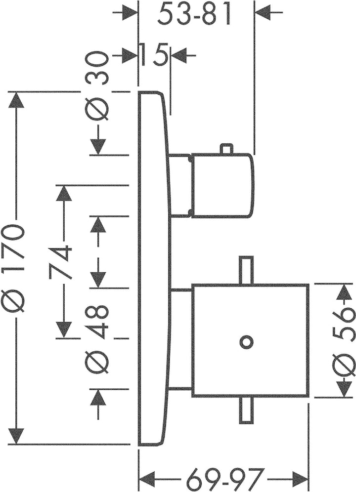 AXOR Starck Unterputz Thermostat (mit Abstellventil, für 1 Funktion) Chrom