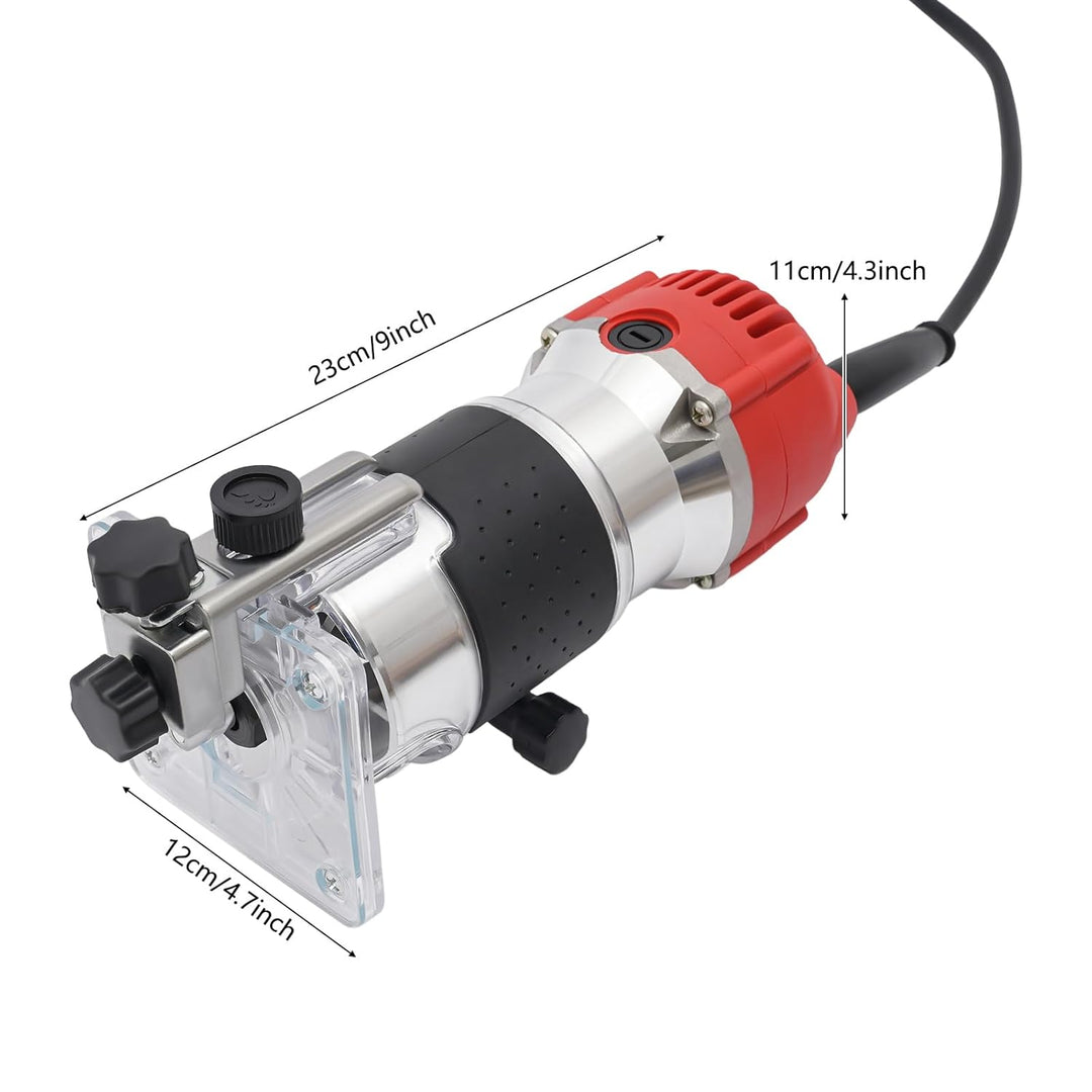 800W Einhandfräse Holzschneidemaschine, 1/4'' Elektrische Oberfräse Kantenfräse aus Aluminium Einste