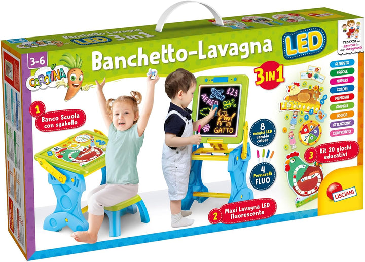 Liscianigiochi 97142 Carotina LED-Bankett für Spiel und Lernen, 3 in 1, Set in Kindergrösse, Mehrfar