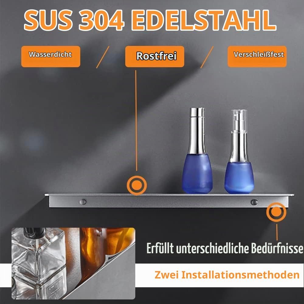 40CM Duschablage Ohne Bohren SUS304 Edelstahl Badablage Chrom Selbstklebende für Badezimmer Schlafzi