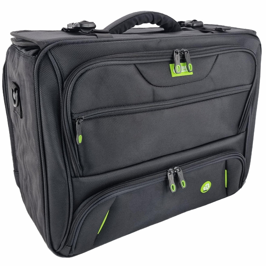 Soft Pilotenkoffer aus RPET in schwarz 46208 | Leichtgewicht mit Laptopfach, Fächertasche, Schulterg