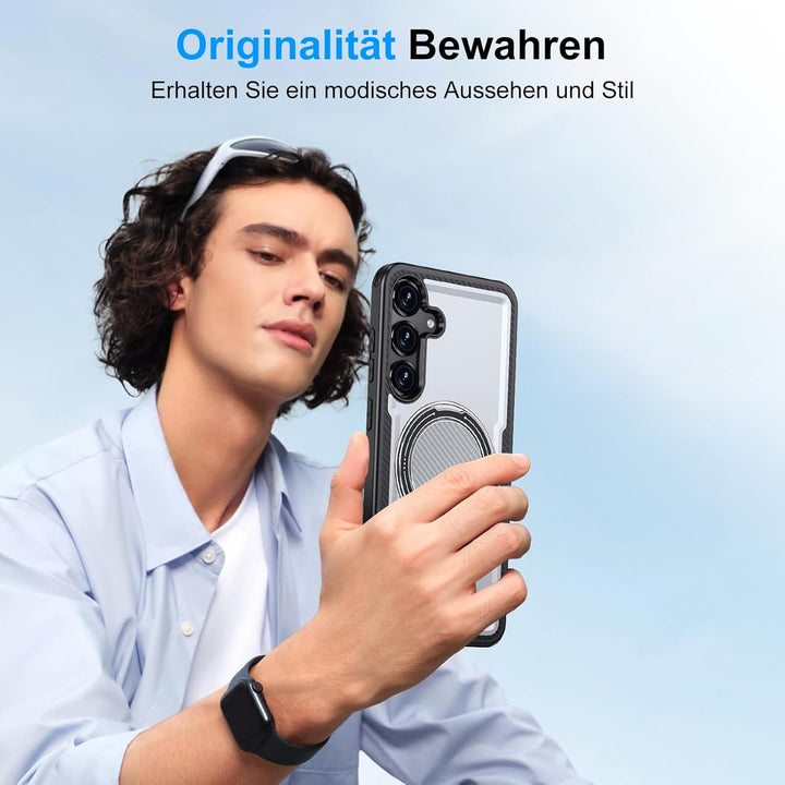 Handyhülle für Samsung Galaxy S24/S25 Hülle fit für Mag-Safe, 360 Grad Magnetisch Metall Ring Handyt