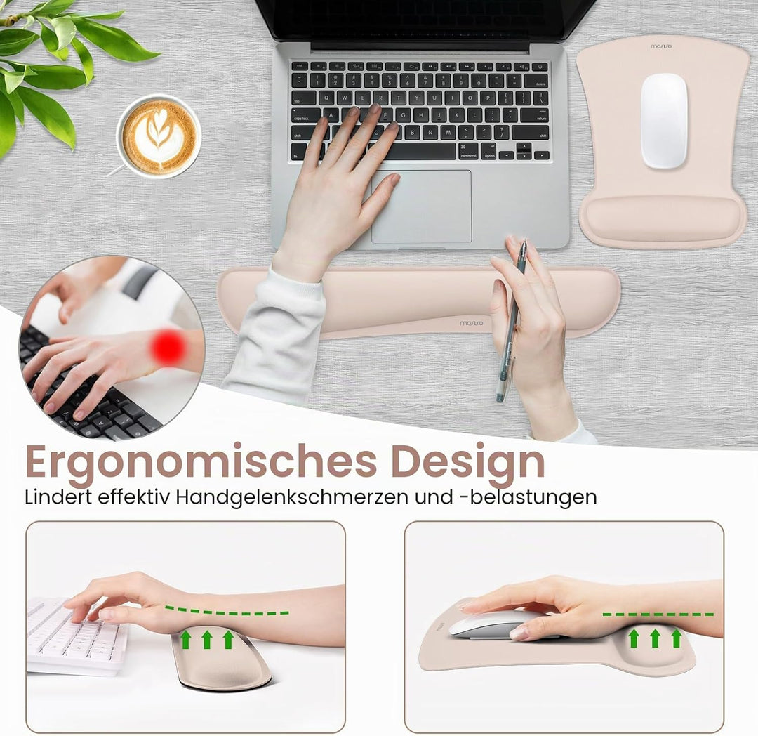 MOSISO Handgelenkauflagen für Mauspad&amp;Tastatur Set,Ergonomisches Mauspad Rutschfester Boden Zuhause/