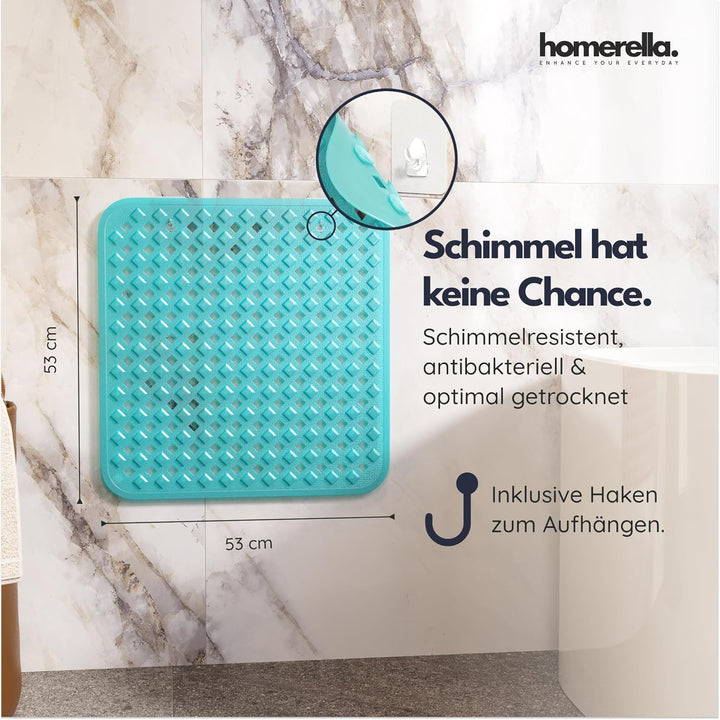homerella© Duschmatte rutschfest 53x53cm, INKL. AUFHÄNGUNG, Antirutschmatte Dusche, schimmelresisten