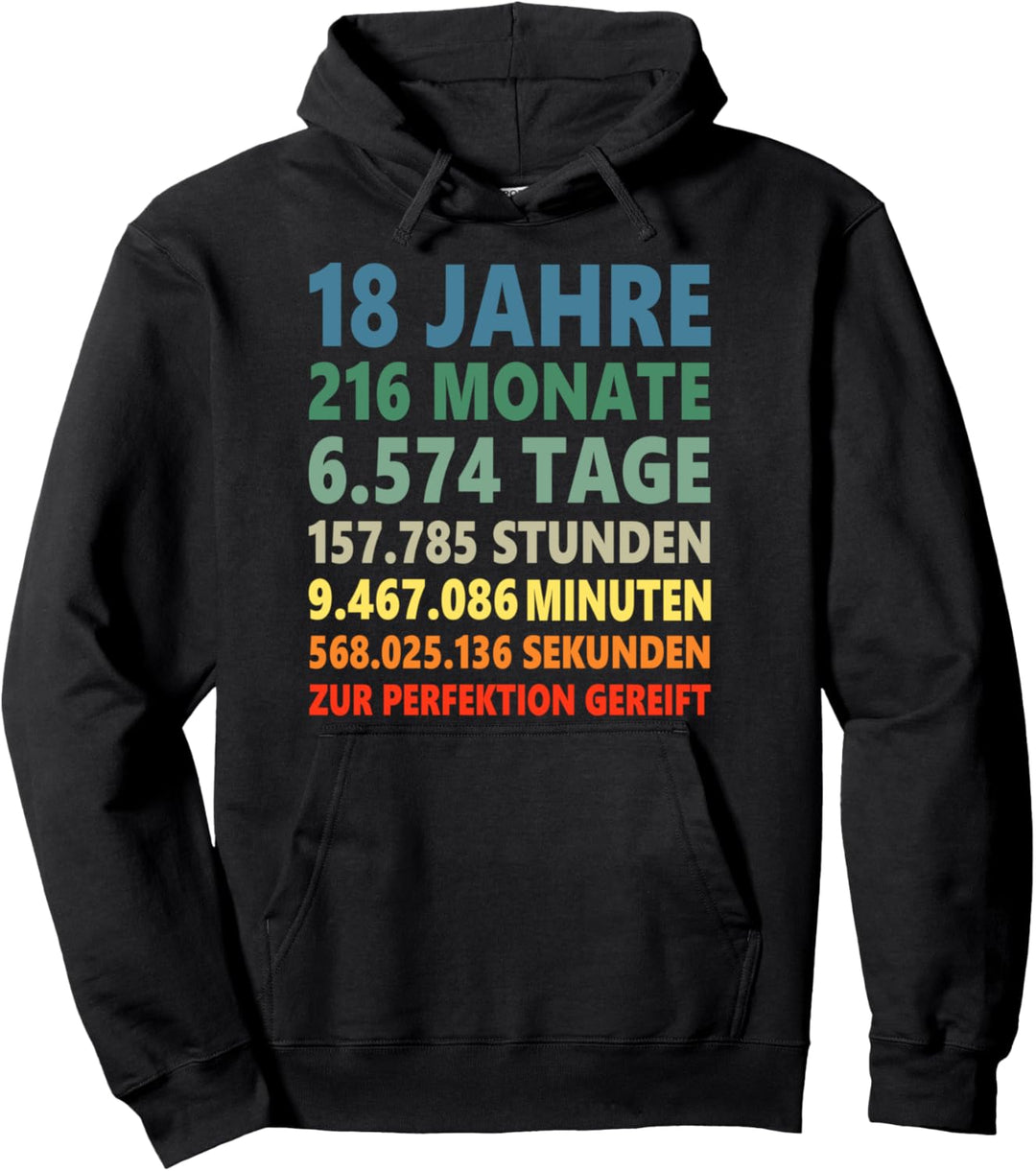 18. Geburtstag 18 Jahre Pullover Hoodie