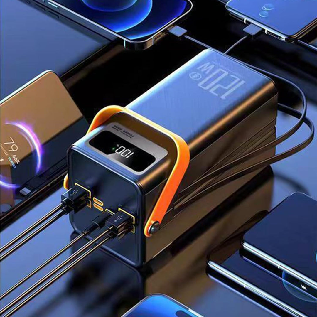 Solar Ladegerät, 120W Outdoor Powerbank, 50000mAh Überlebensausrüstung mit Licht 4 Ausgänge 3 Eingän
