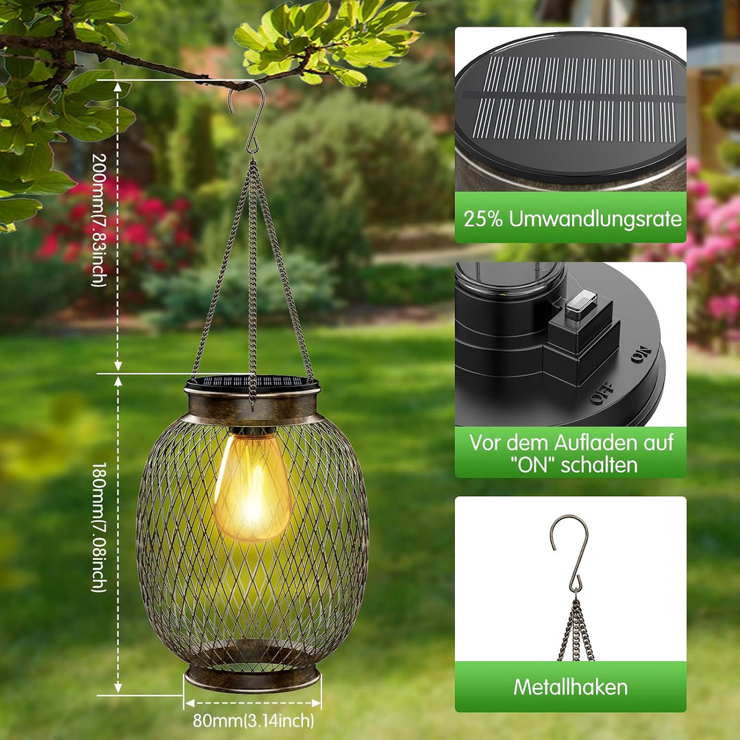 Solarlampen für Aussen, Ortiny 2 Stück IP65 Wasserdicht Metall Solarlampen für Aussen Garten Decorat