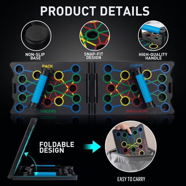 Push Up Board, 24 in 1 Faltbare Tragbare Liegestütz Brett mit 2 Handgriff, Multi-Funktions Portable