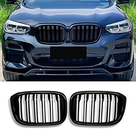 YIUBCZOQI G01 Kühlergrill für BMW X3 G01 2018-2021 X4 G02 2019-2021 Nieren Doppelsteg Sport Glanz Sc