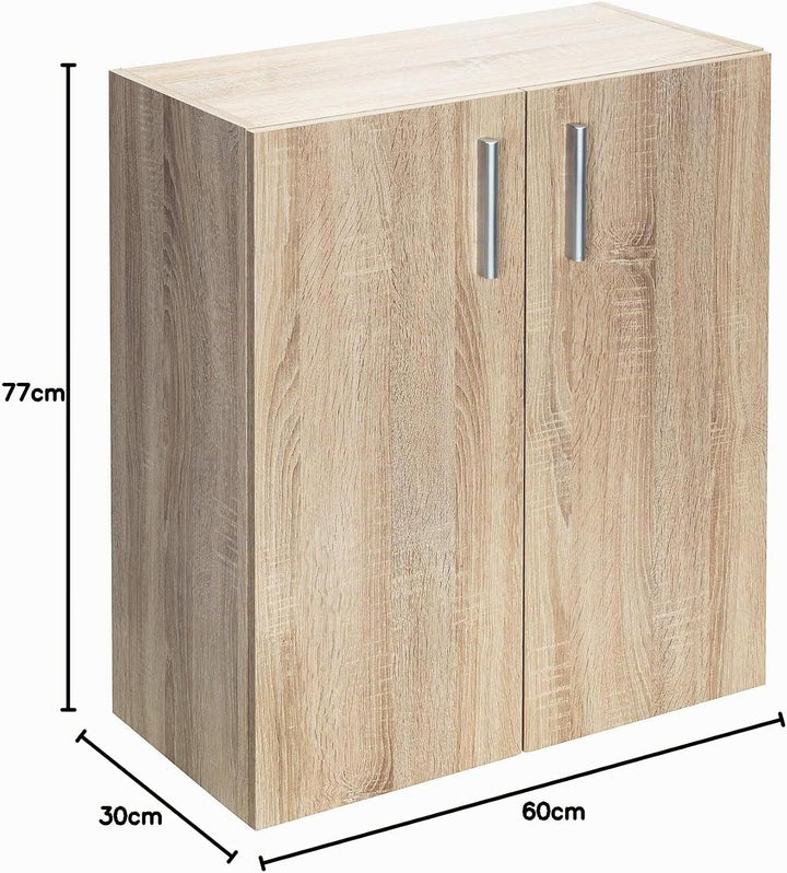 Casaria® Kommode mit 2 Türen 77x60x30cm Holz Modern höhenverstellbarer Einlegeboden Schlafzimmer Bür