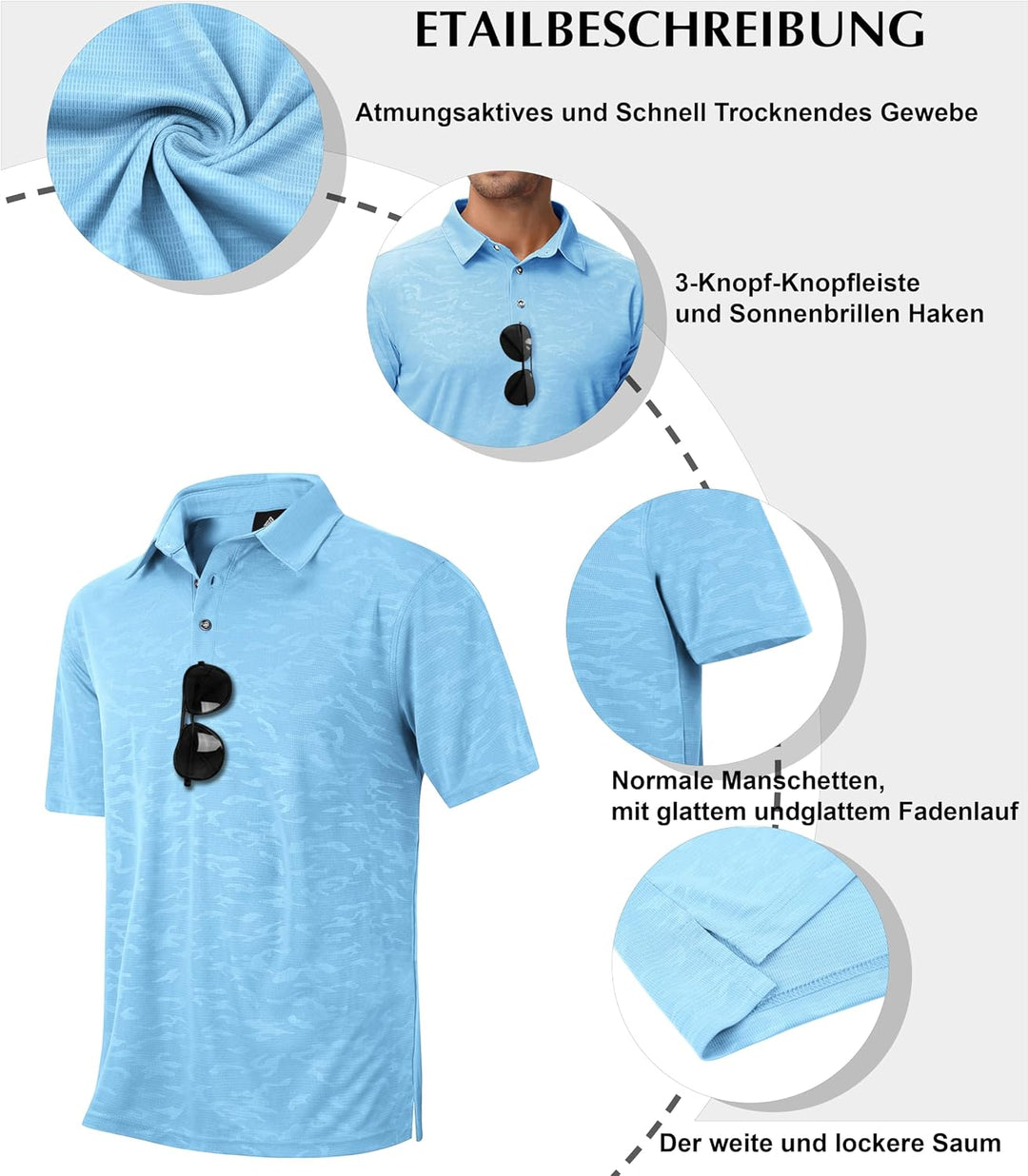 zitysport Polo Shirt Herren Slim Fit Poloshirt Männer Atmungsaktives Golf Lässig Polohemd Outdoor Sp