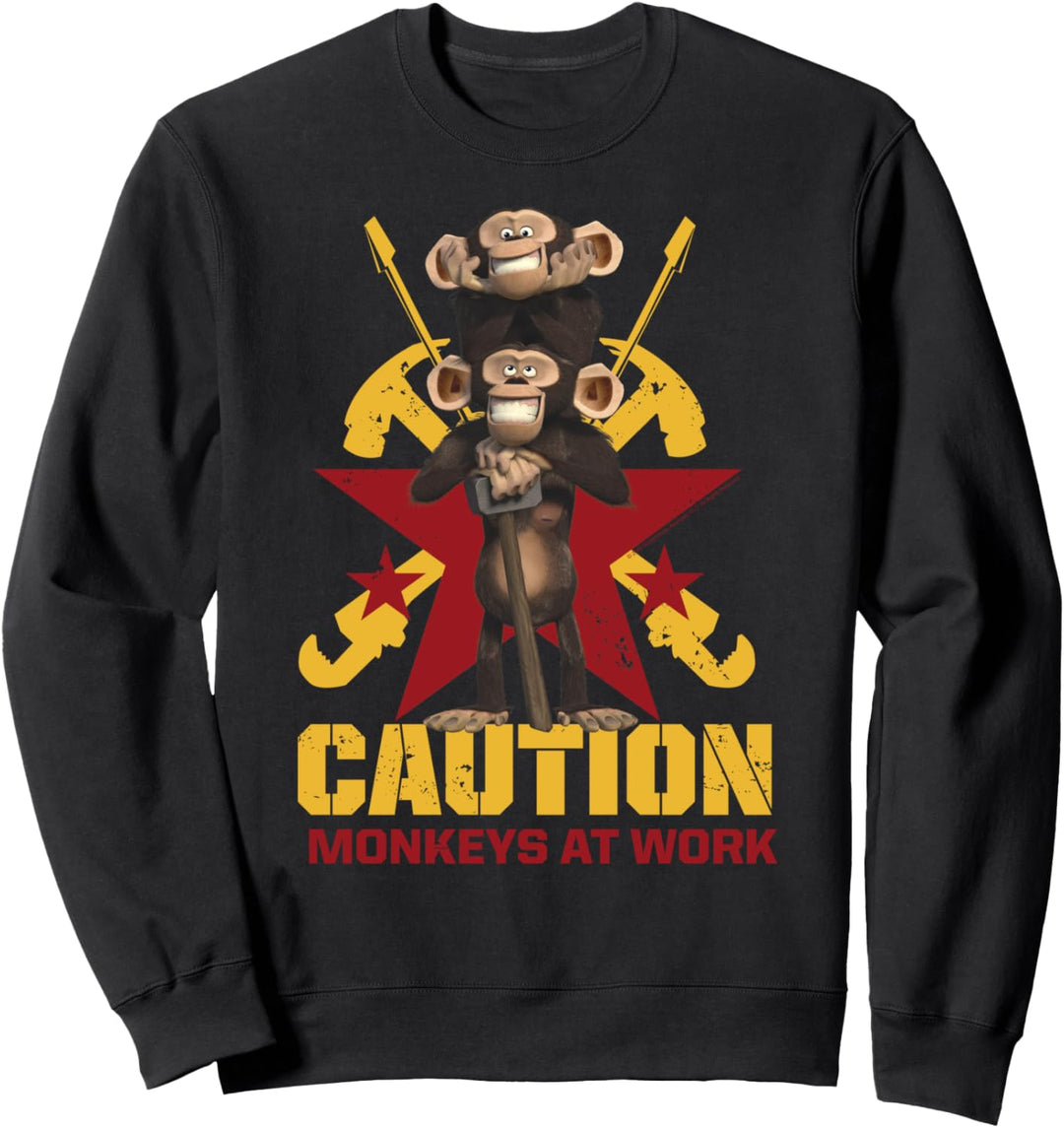 Madagascar Monkeys At Work Text Poster Sweatshirt