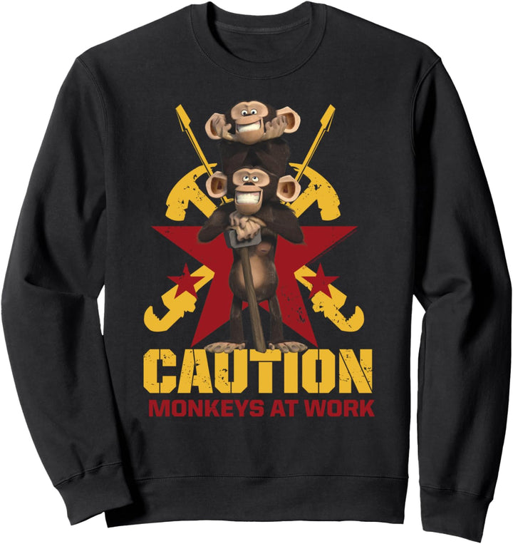 Madagascar Monkeys At Work Text Poster Sweatshirt