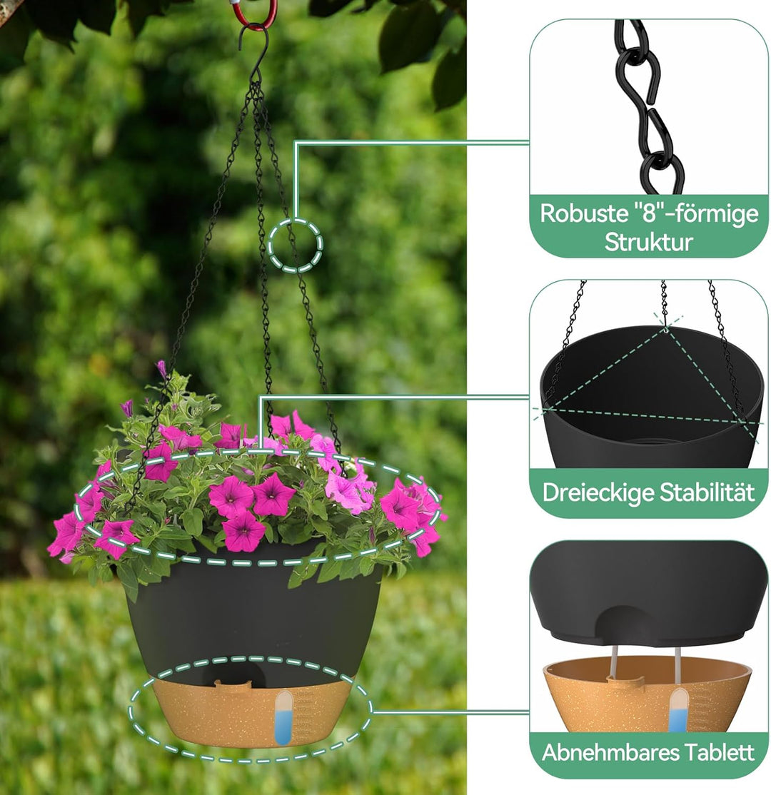 ZMTECH 30 cm Hängetopf für Pflanzen mit Bewässerungslippe 12 Zoll selbstbewässernder Pflanzentopf mi