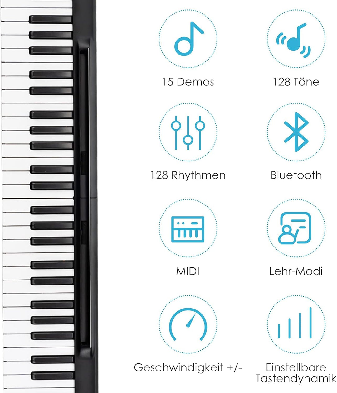 GOPLUS 88 Tasten digital Piano, elektronisches Klavier mit Tragtasche, 128 Rhythmen & 128 Töne & 15