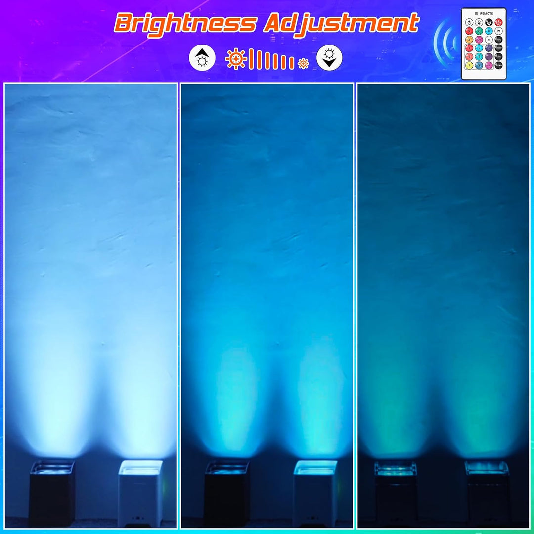 PUZILOZA 6X18W Akku LED Par Scheinwerfer Strahler Wiederaufladbarer RGBWA+UV Bühnenlicht Uplight Out