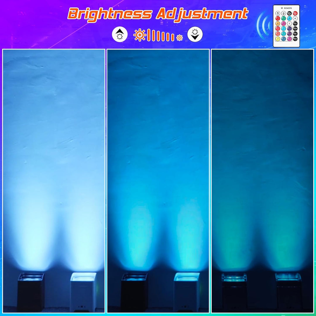 PUZILOZA 6X18W Akku LED Par Scheinwerfer Strahler Wiederaufladbarer RGBWA+UV Bühnenlicht Uplight Out