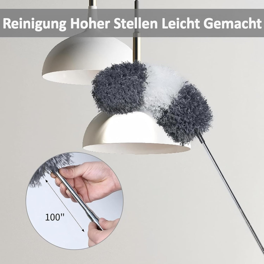 Staubwedel Teleskop Waschbar Mikrofaser Duster Lang Ausziehbar Bis 254cm,5 Stück Staubwedel Lang Aus