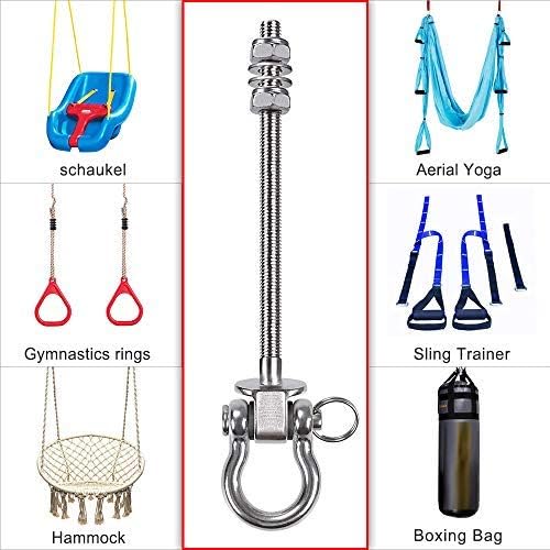 SELEWARE Set of 2 Deckenhaken Schwerlast Schaukelhaken Schaukel - 304 Edelstahl Holzbalken Deckenhal