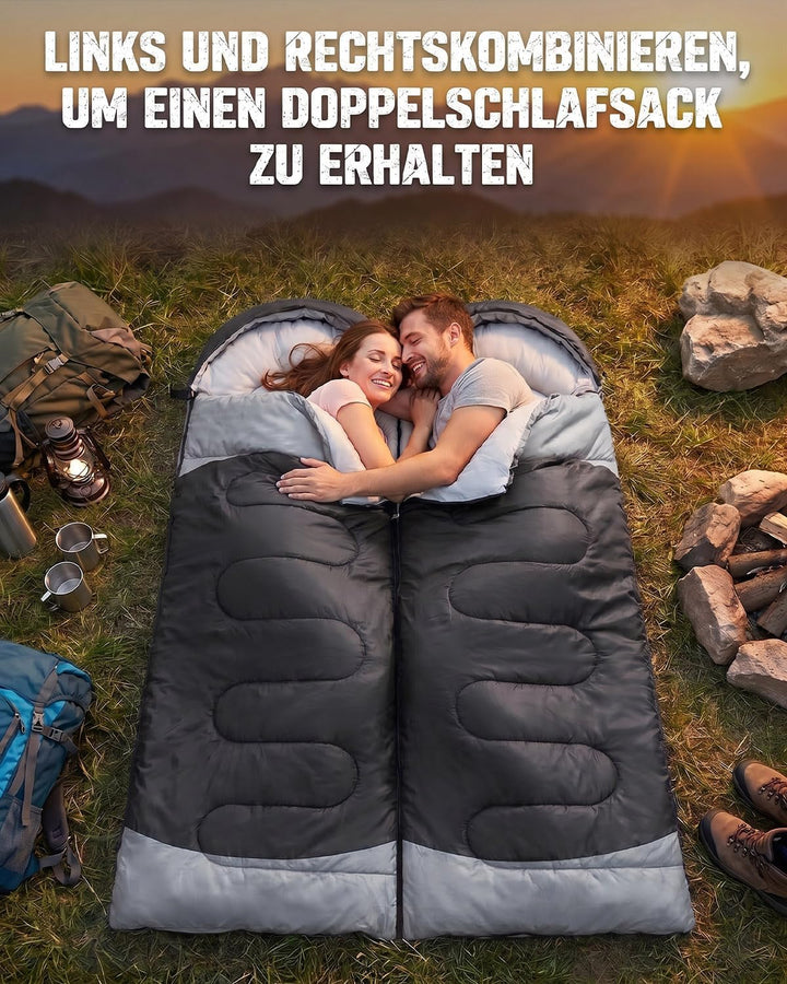 Schlafsack Camping für 3–4 Jahreszeiten, Outdoor-Schlafsack für Erwachsene und Kinder, Kompakter Sch