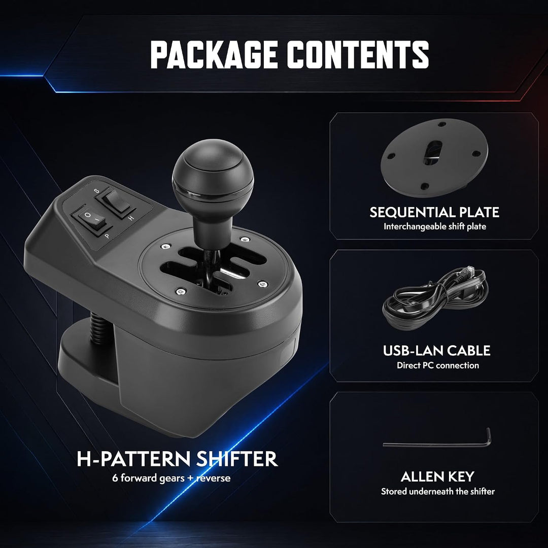 NITHO USB-Schalthebel Kompatibel mit PC-/Windows-Spielen, Realistischer Schalthebel, 6 Gänge mit H-S