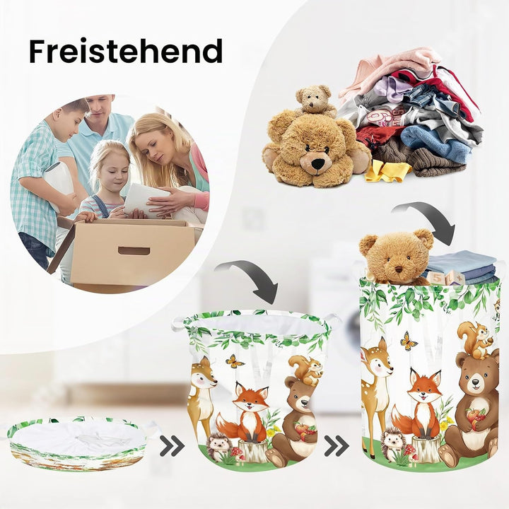 Süsse Dschungeltiere Gross Wäschekorb Wald wiese Stoff Aufbewahrungskorb Kleidung Spielzeug Aufbewah