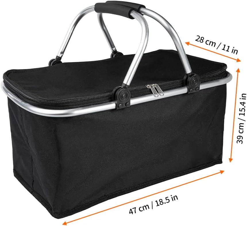Einkaufskorb Kühltasche, 30L Kühlkorb Faltbar, Picknickkorb Gross, Leicht klappbar &amp; kompakt, Mit Gr