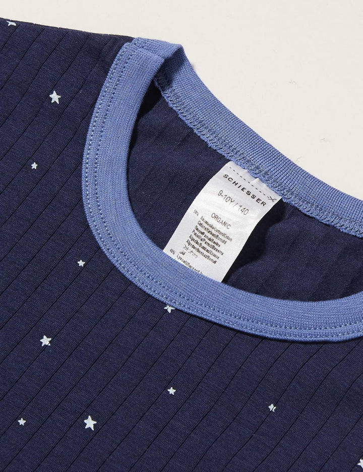 Schiesser Jungen Schlafanzug lang ohne Bündchen Baumwolle - Gr. 140 bis 176 92 Dunkelblau (Blau), 92